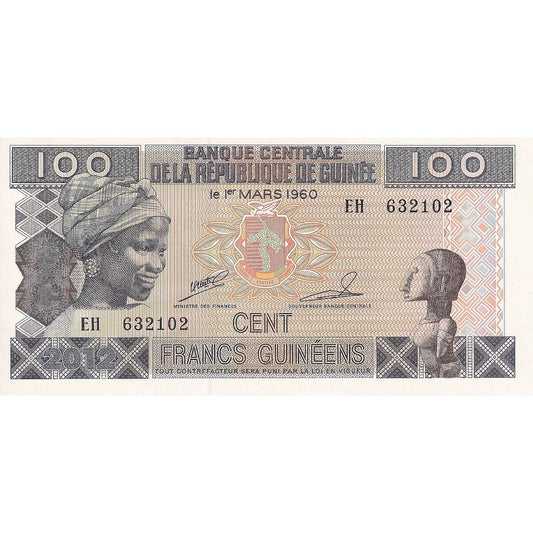 Guinea, 
  
  100 frankov, 
  
  2012