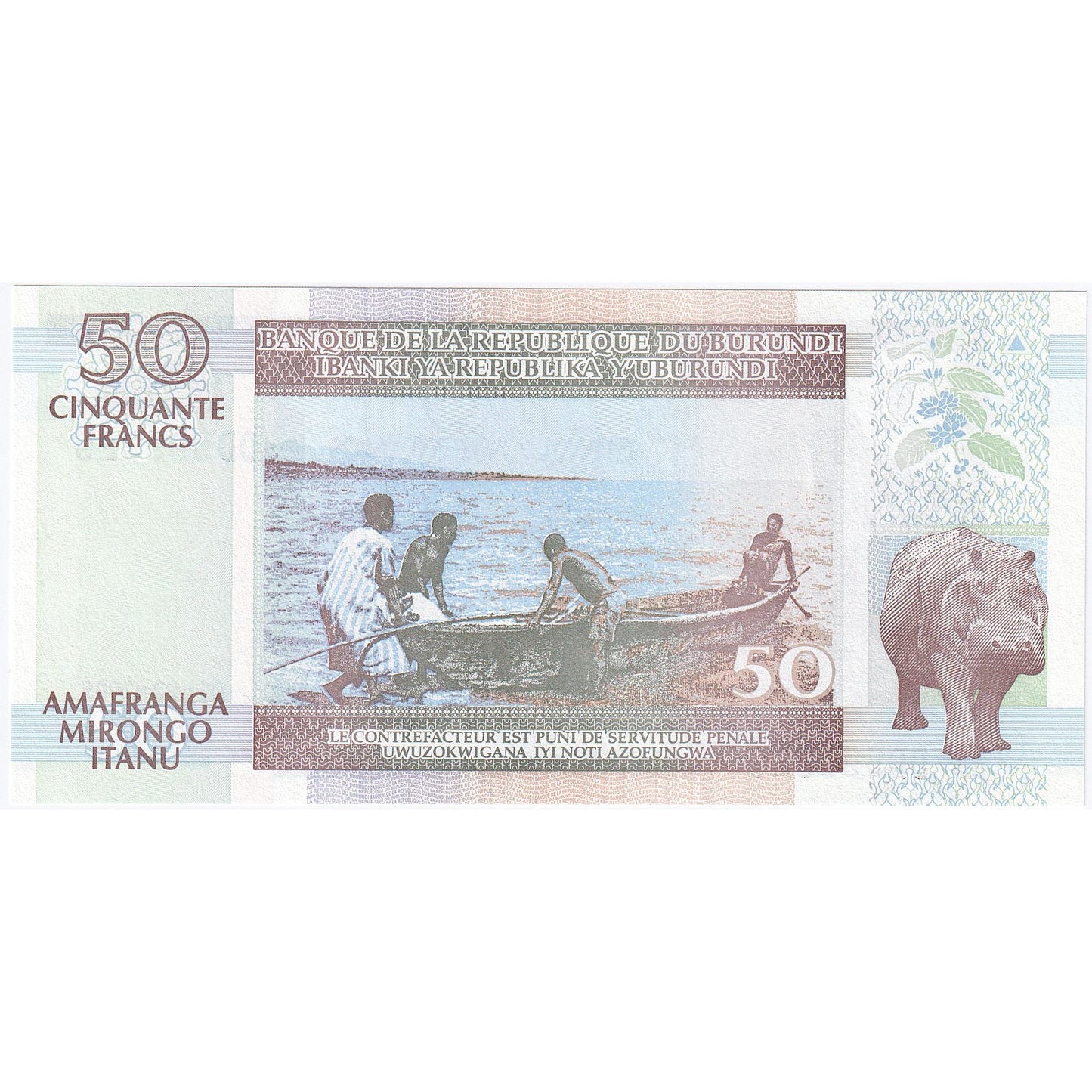 Burundi, 
  
  50 frankov, 
  
  1993-1997