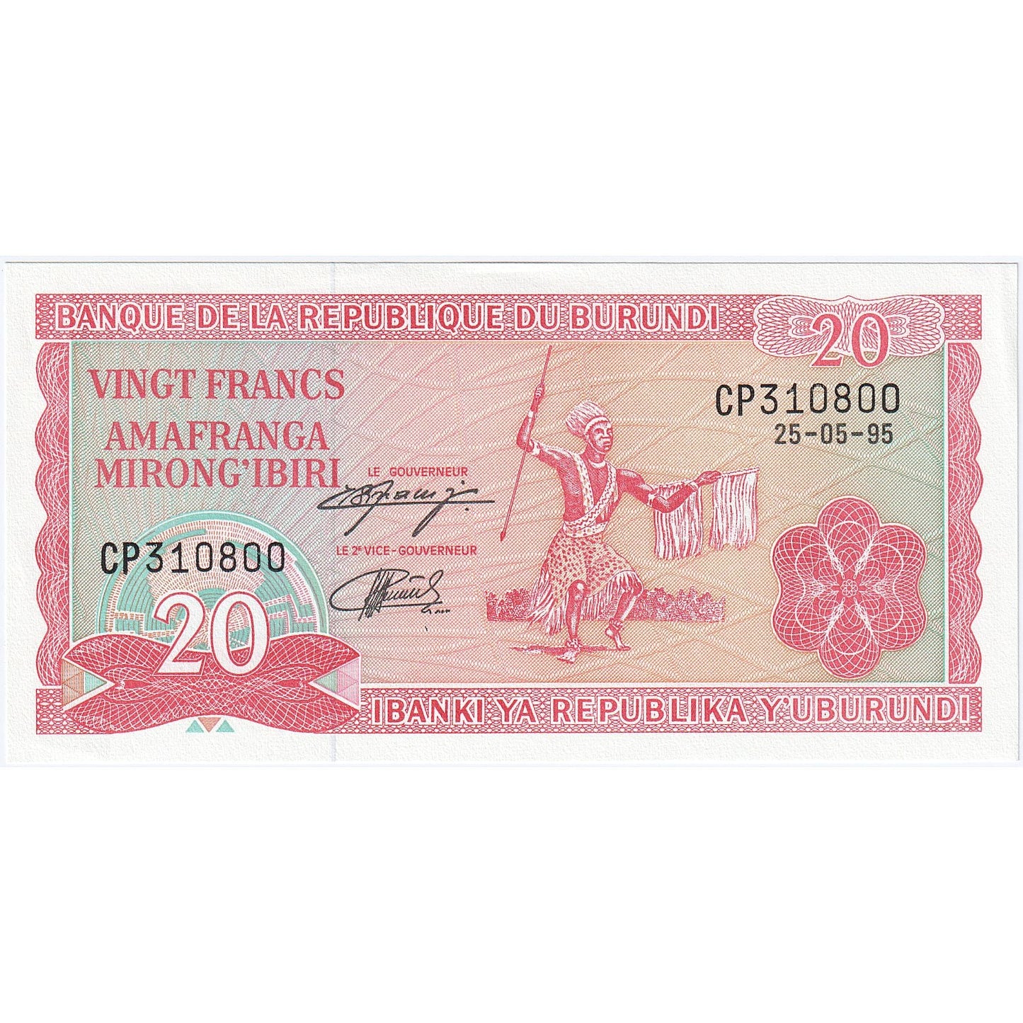 Burundi, 
  
  20 frankov, 
  
  1995