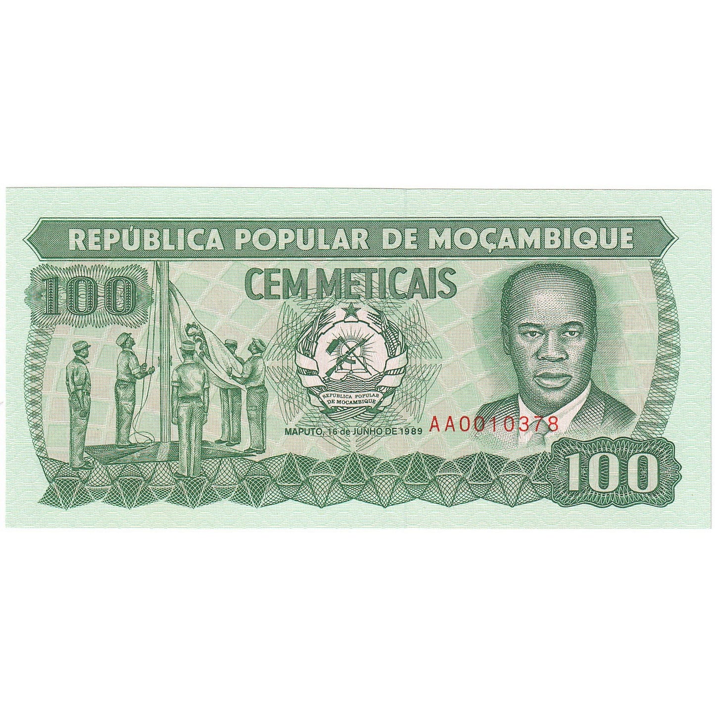 Mozambik, 
  
  100 Meticais, 
  
  1989