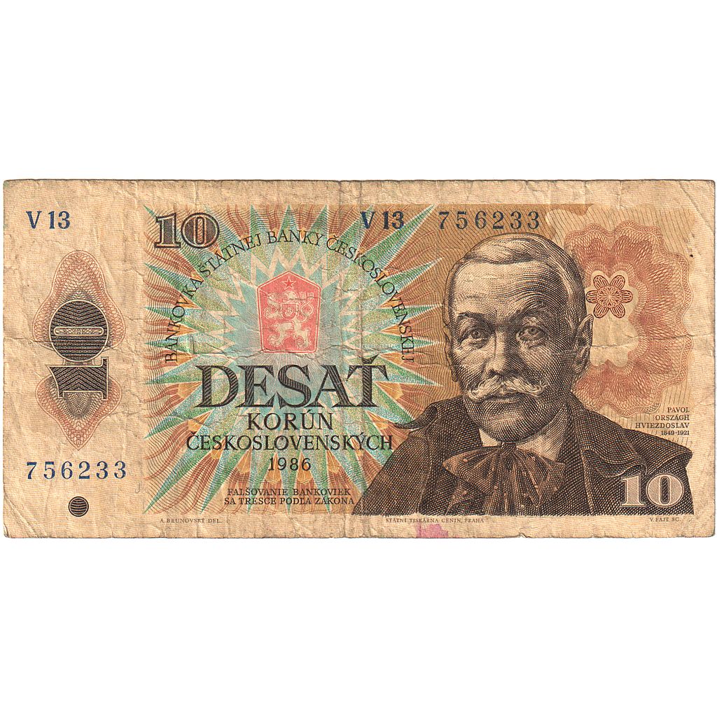 Československo, 
  
  10 korún, 
  
  1986