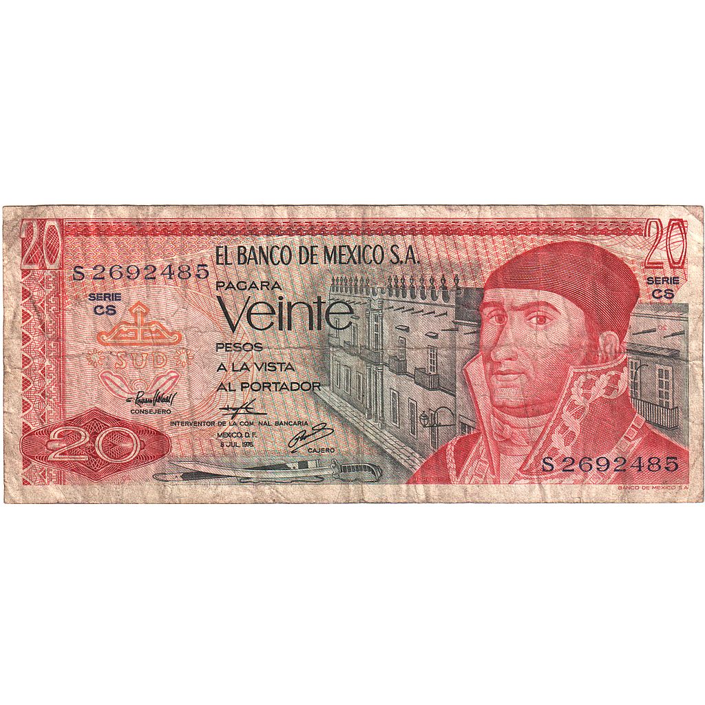 Mexiko, 
  
  20 pesos, 
  
  1976-07-08