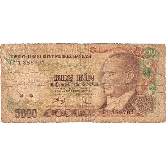 Turecko, 
  
  5 000 lír, 
  
  1970