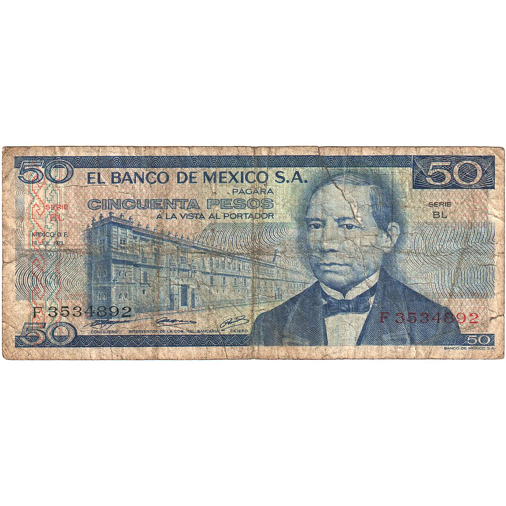 Mexiko, 
  
  50 pesos, 
  
  18. 7. 1973