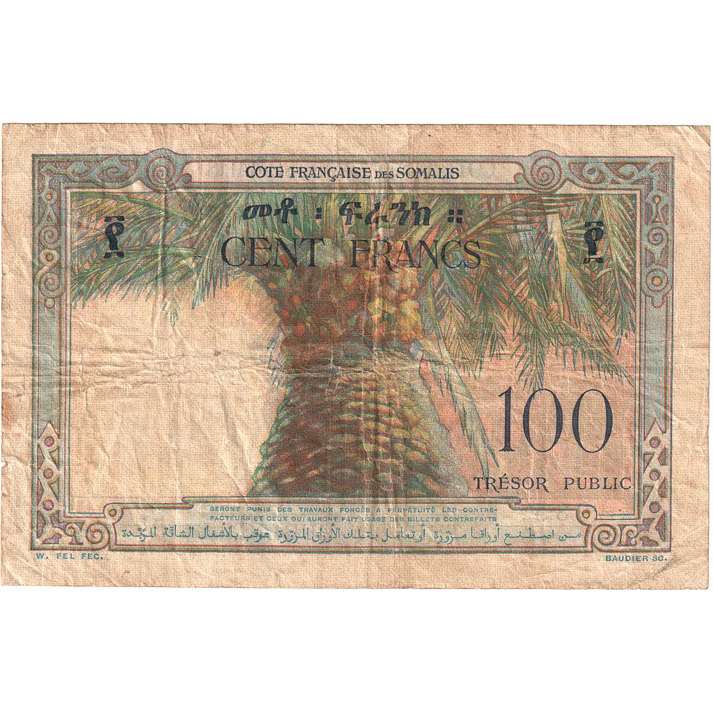 francúzsky Somaliland, 
  
  100 frankov, 
  
  1952