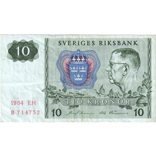 Švédsko, 
  
  10 korún, 
  
  1963-1990