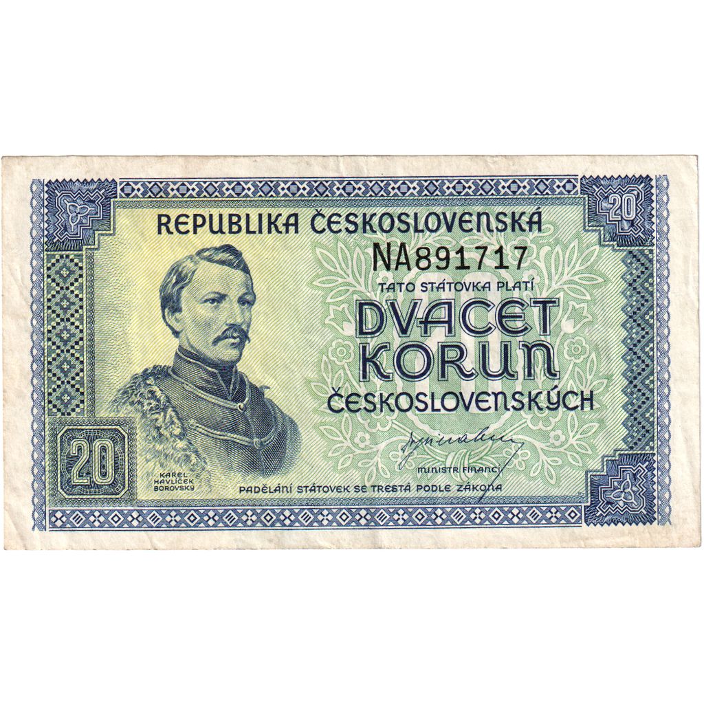 Československo, 
  
  20 korún, 
  
  VF(20-25)