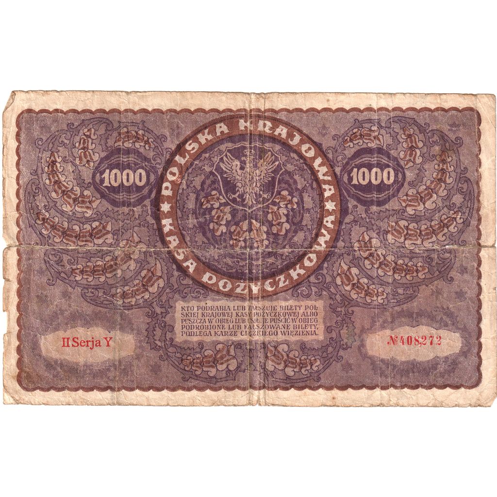 Poľsko, 
  
  1000 Marek, 
  
  1919-08-23