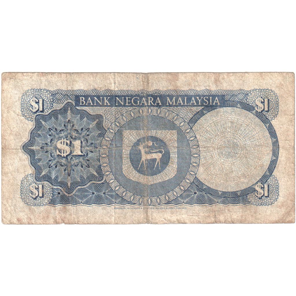 Malajzia, 
  
  1 ringgit, 
  
  NEDATOVANÉ (1967-72)