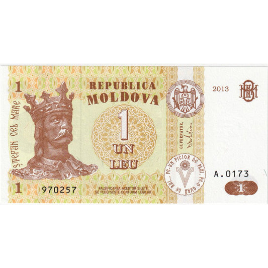 Moldavsko, 
  
  1 leu, 
  
  UNC(65-70)