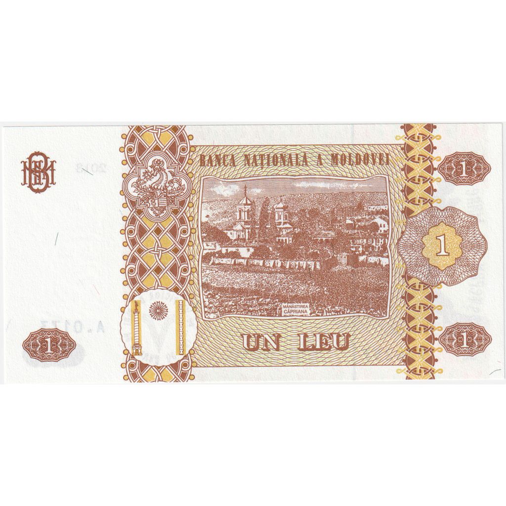 Moldavsko, 
  
  1 leu, 
  
  UNC(65-70)