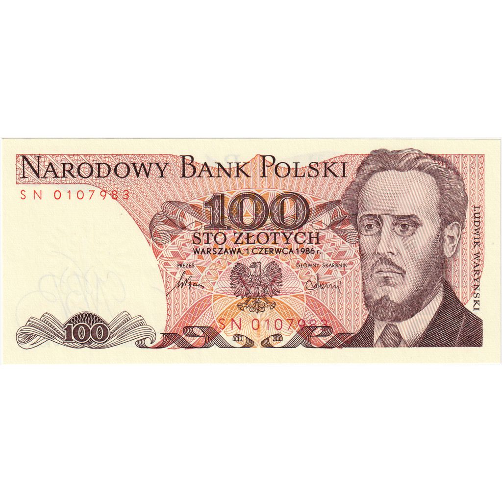 Poľsko, 
  
  100 zlotých, 
  
  1986-06-01