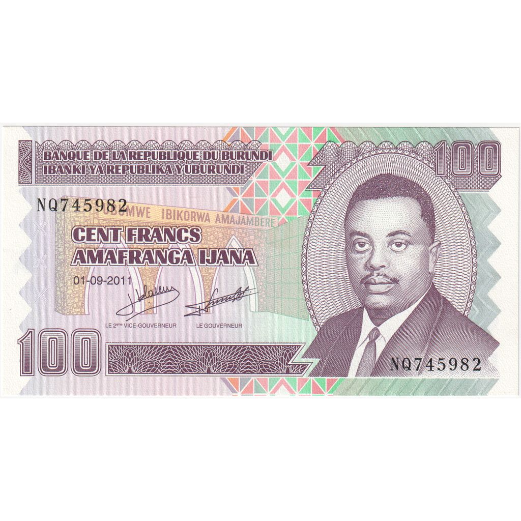 Burundi, 
  
  100 frankov, 
  
  UNC(65-70)