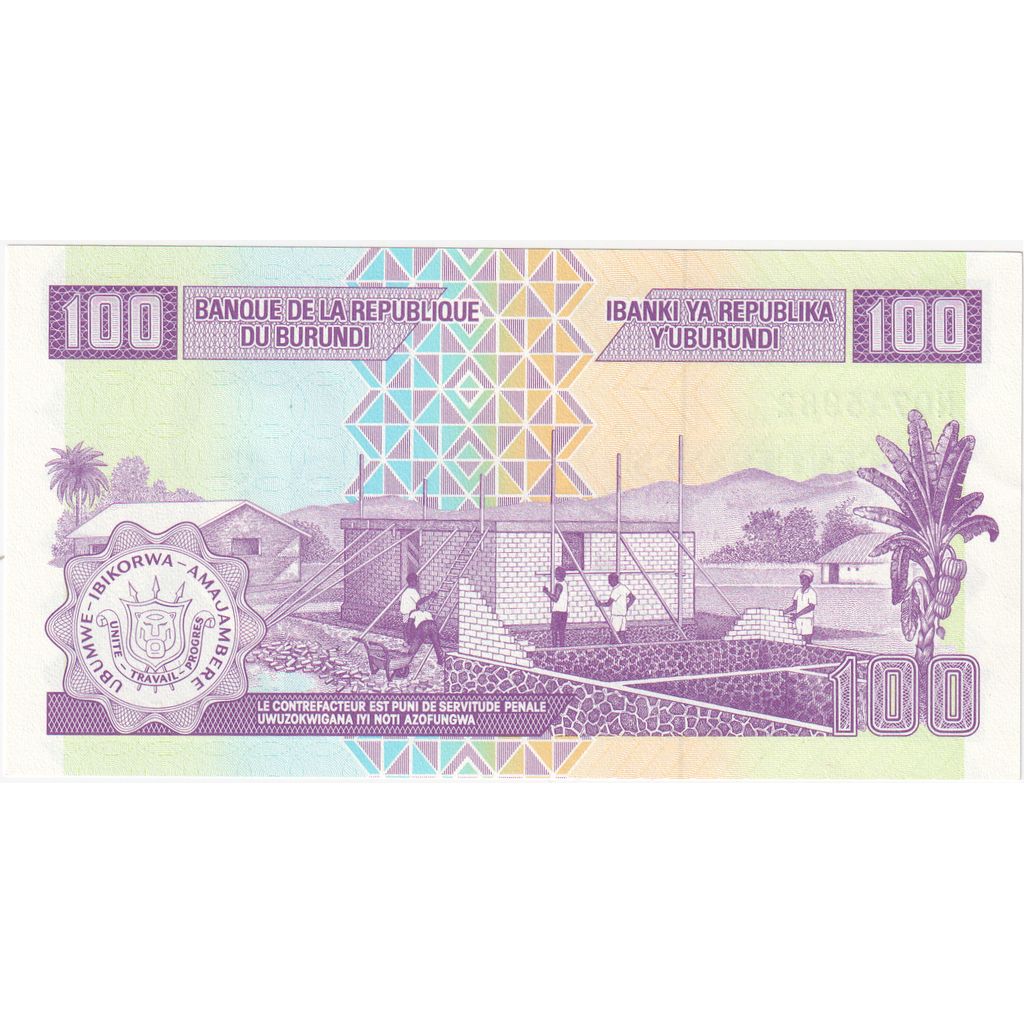 Burundi, 
  
  100 frankov, 
  
  UNC(65-70)