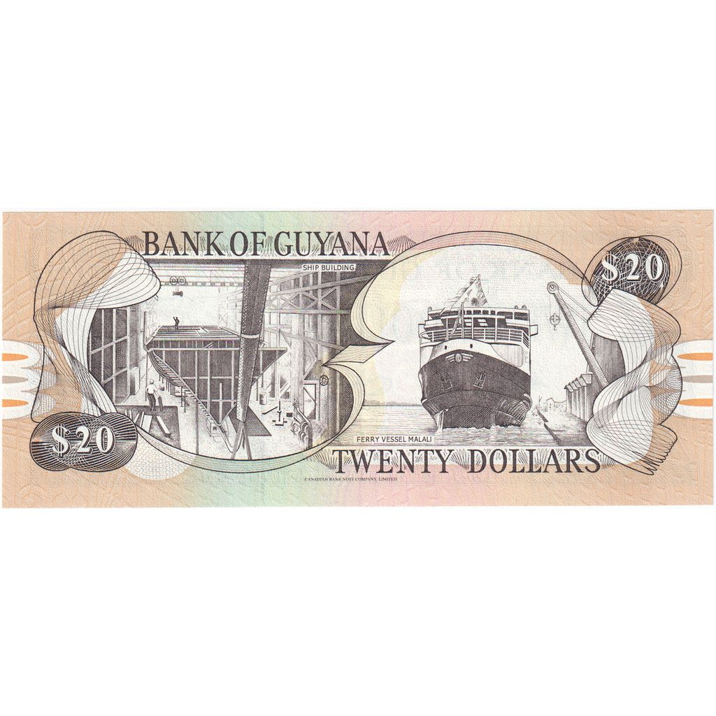 Guyana, 
  
  20 dolárov, 
  
  Nedatované (1996)