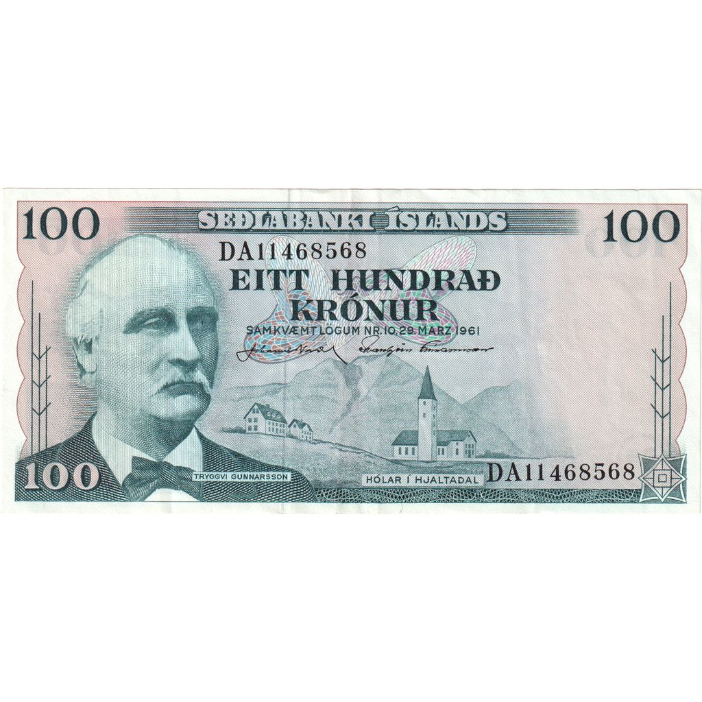 Island, 
  
  100 korún, 
  
  1961-03-29