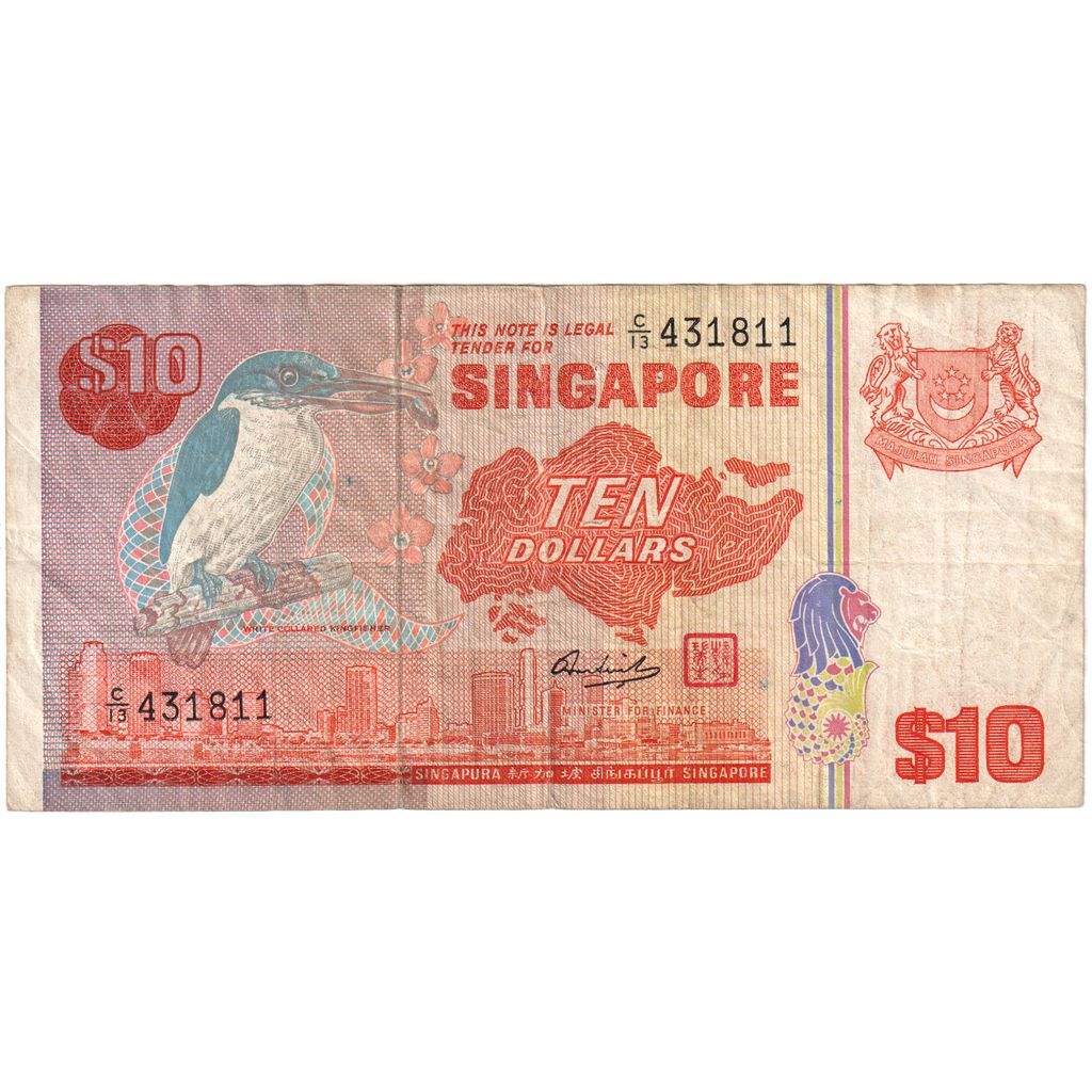 Singapur, 
  
  10 dolárov, 
  
  VF(30-35)