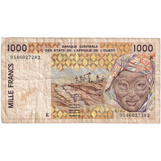 štáty západnej Afriky, 
  
  1000 frankov, 
  
  VF(20-25)