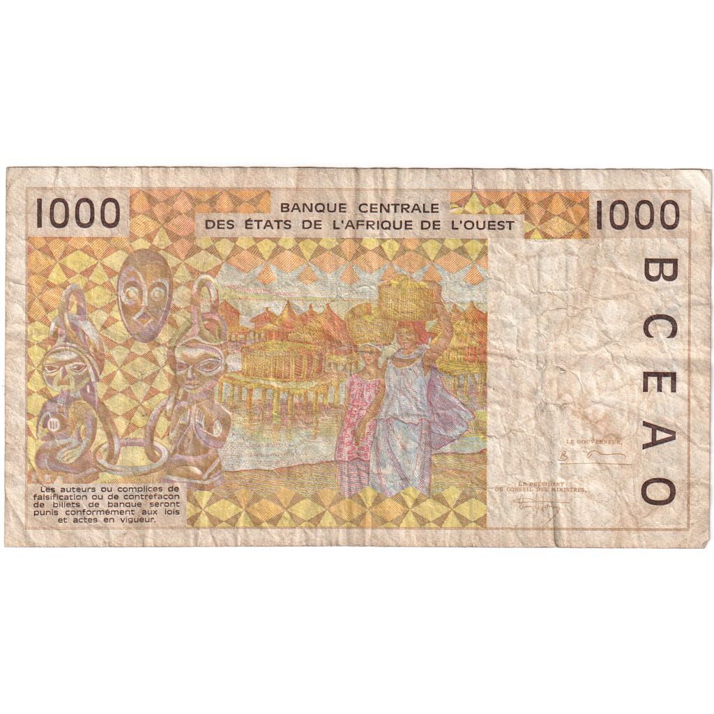 štáty západnej Afriky, 
  
  1000 frankov, 
  
  VF(20-25)