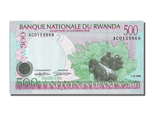 bankovka, 
  
  Rwanda, 
  
  500 frankov