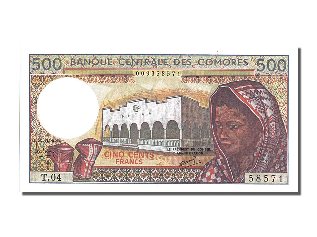 bankovka, 
  
  Komory, 
  
  500 frankov