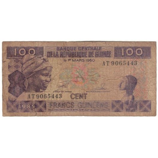 bankovka, 
  
  Guinea, 
  
  100 frankov