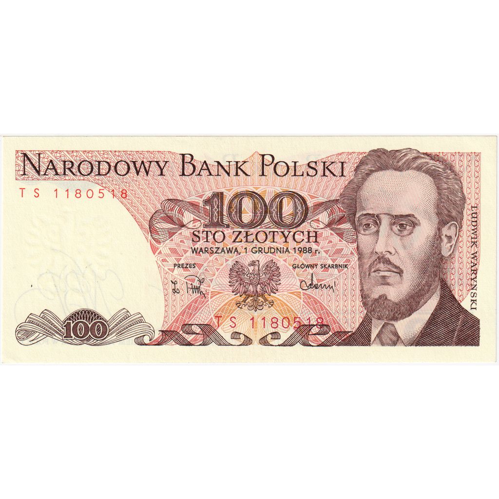 Poľsko, 
  
  100 zlotých, 
  
  1988