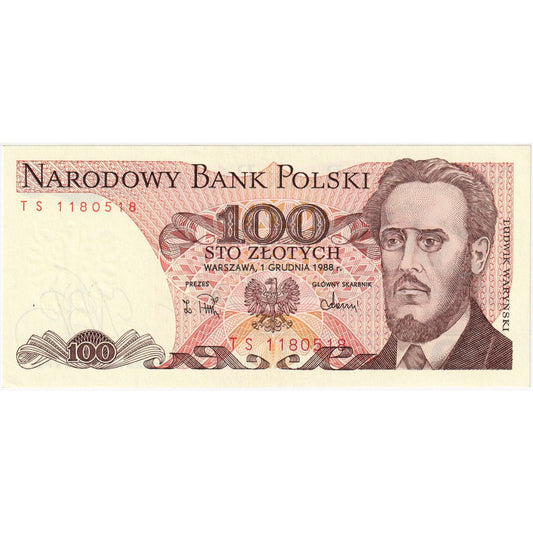 Poľsko, 
  
  100 zlotých, 
  
  1988