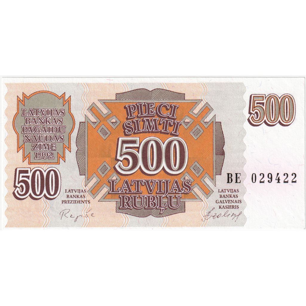 Lotyšsko, 
  
  500 rubľov, 
  
  1992