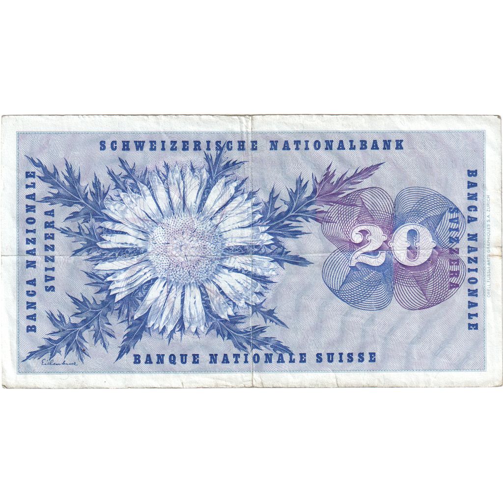 Švajčiarsko, 
  
  20 Franken, 
  
  1971-02-10