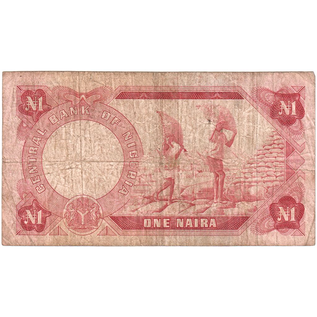 Nigéria, 
  
  1 Naira, 
  
  VG(8-10)