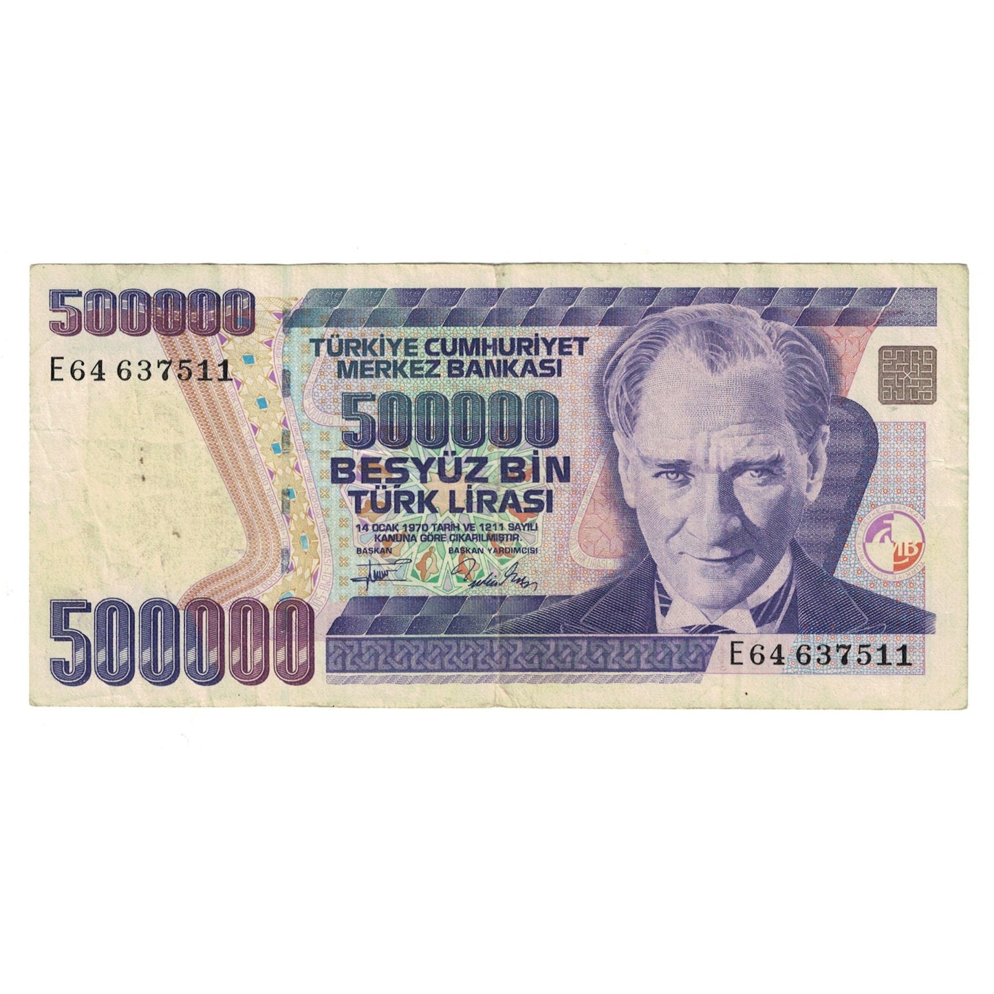 bankovka, 
  
  Turecko, 
  
  500