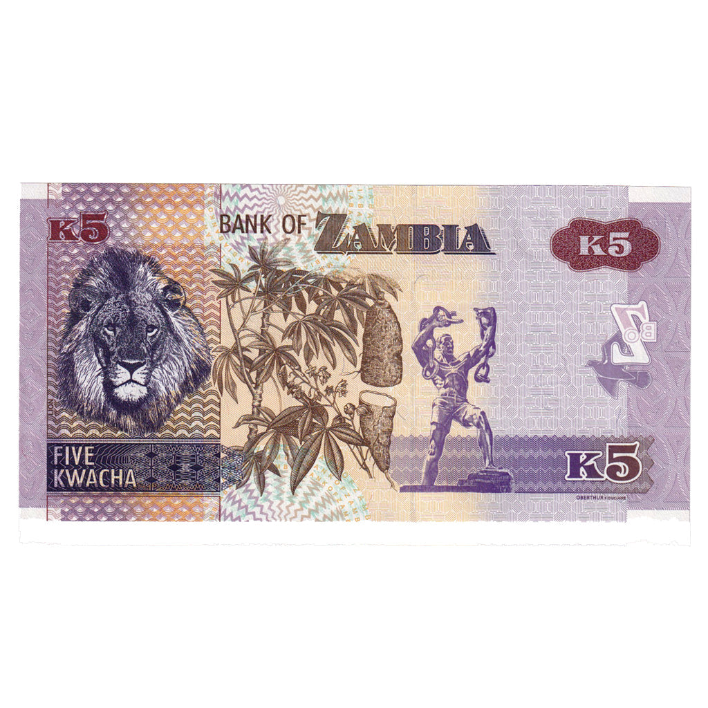 bankovka, 
  
  Zambia, 
  
  5 Kwacha