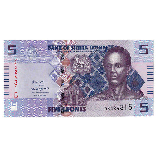 bankovka, 
  
  Sierra Leone, 
  
  5 Leonov