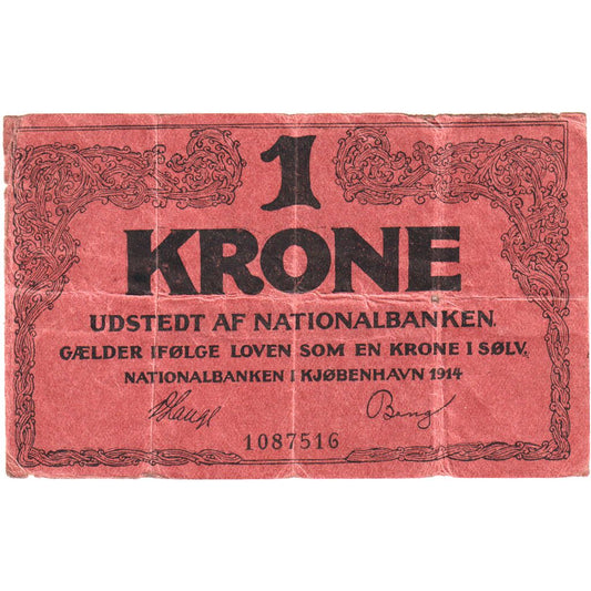 Dánsko, 
  
  1 koruna, 
  
  10.10.1914