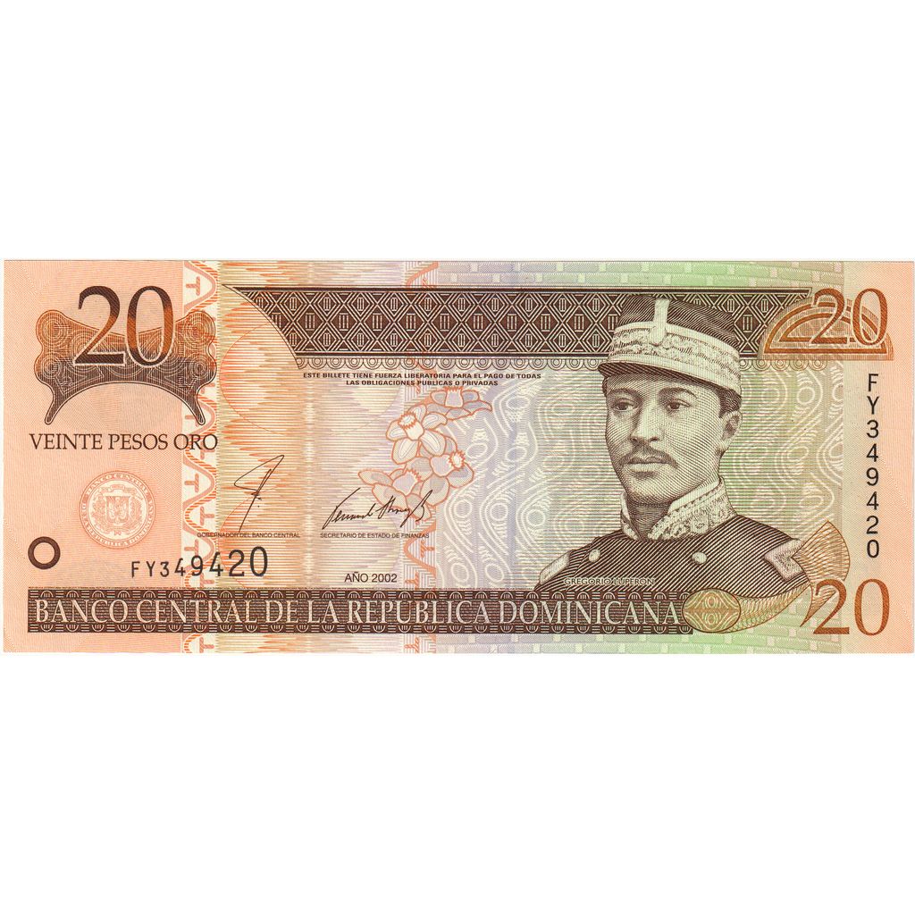 Dominikánska republika, 
  
  20 pesos oro, 
  
  2002