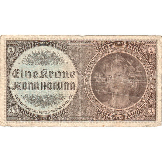 Čiech a Moravy, 
  
  1 koruna, 
  
  VF(30-35)