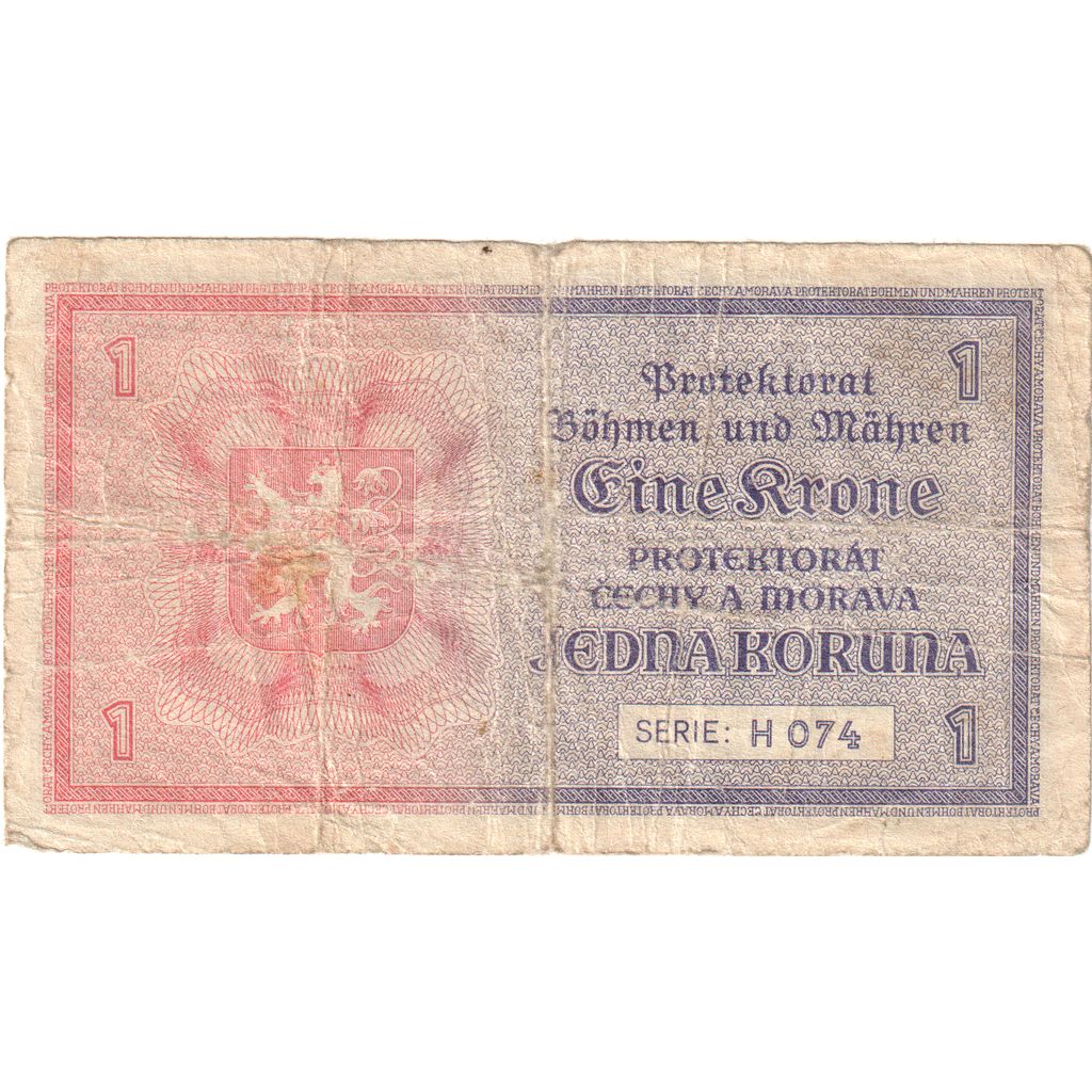 Čiech a Moravy, 
  
  1 koruna, 
  
  VF(30-35)