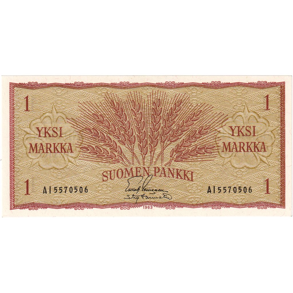 Fínsko, 
  
  1 Markka, 
  
  1963