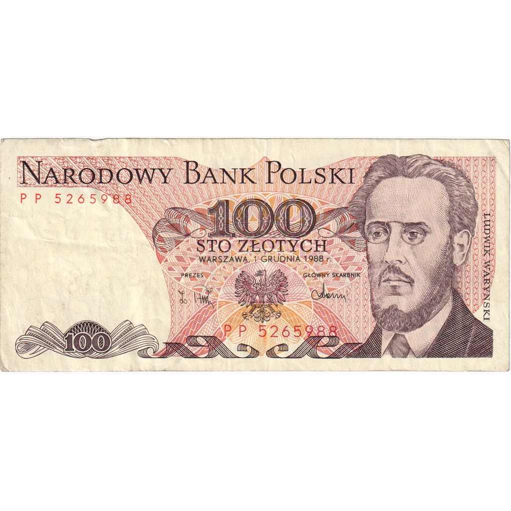 Poľsko, 
  
  100 zlotých, 
  
  12.12.1988