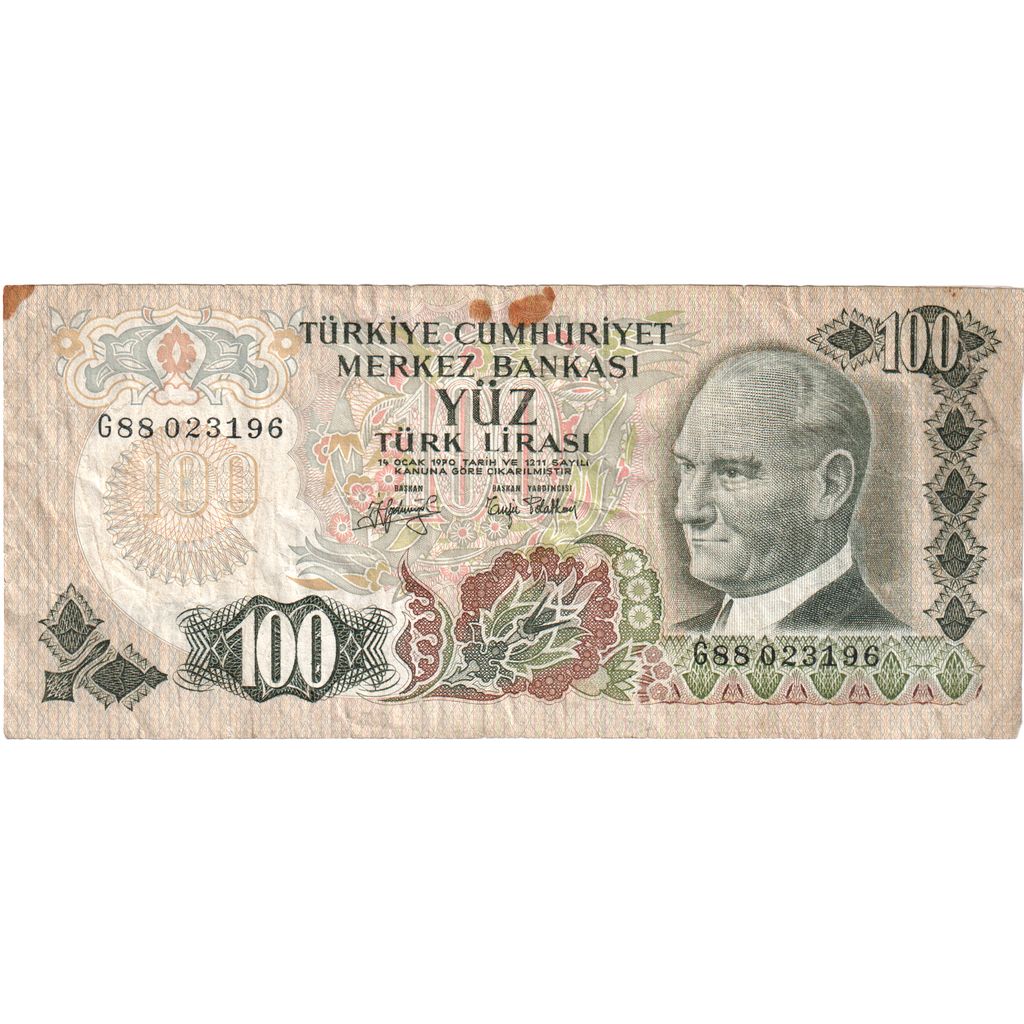 Turecko, 
  
  100 lír, 
  
  VF(20-25)