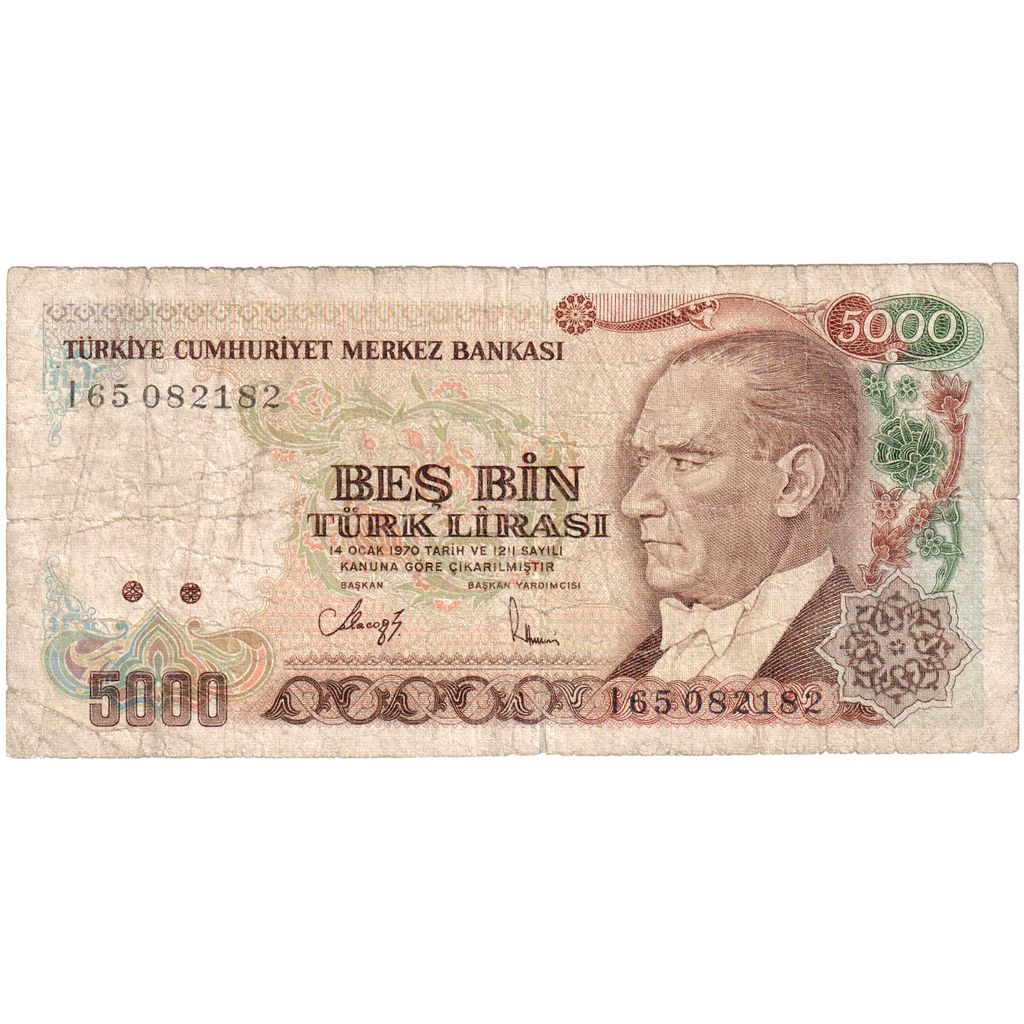 Turecko, 
  
  5 000 lír, 
  
  VF(20-25)