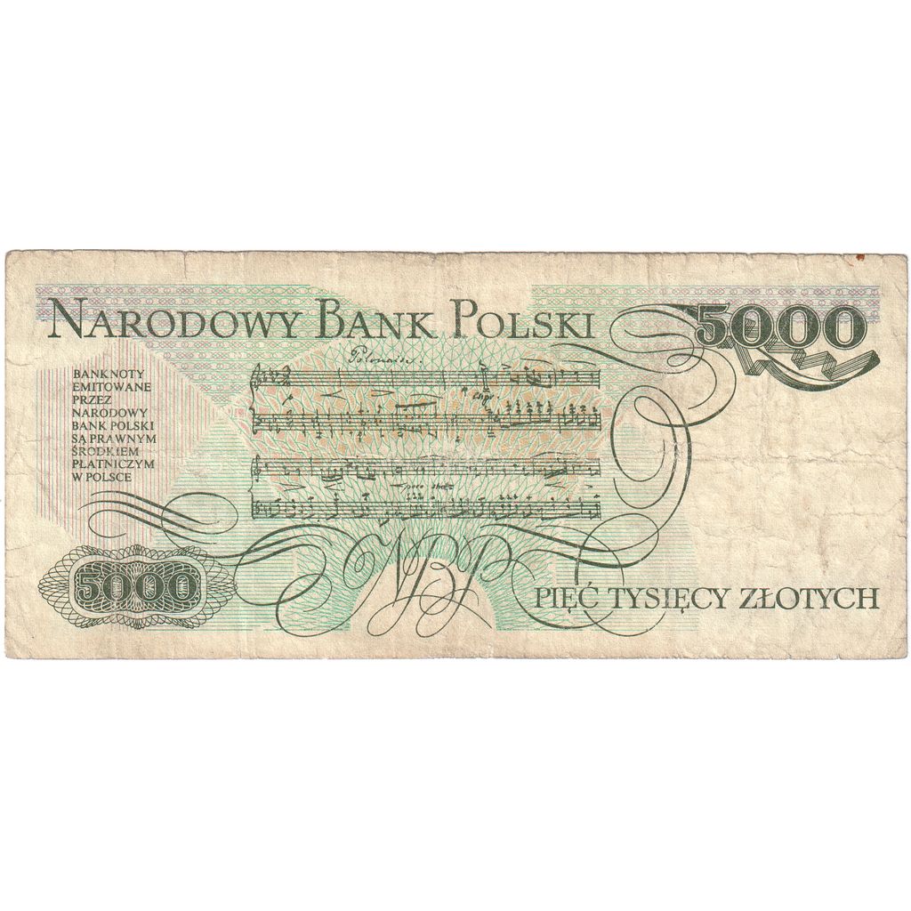 Poľsko, 
  
  5000 zlotých, 
  
  12.12.1988