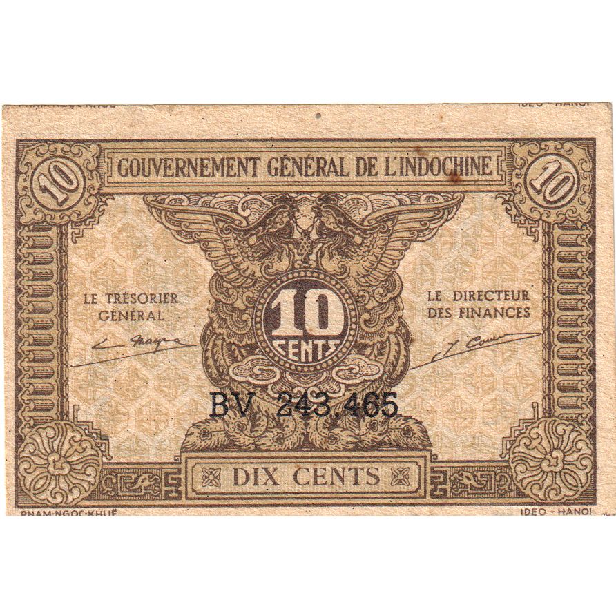 Indočína, 
  
  10 centov, 
  
  VF(20-25)