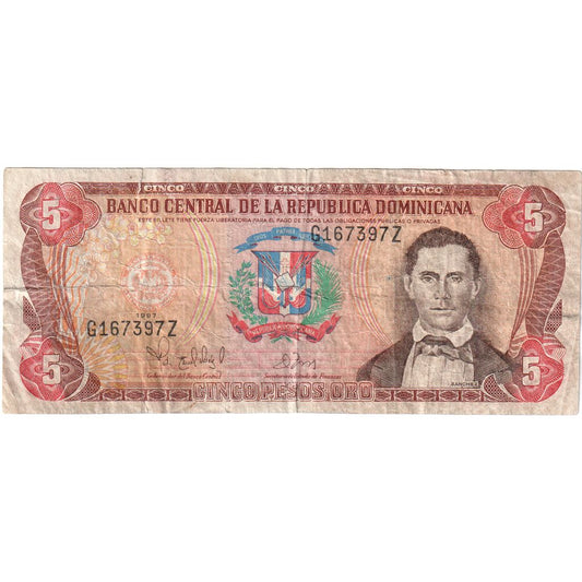 Dominikánska republika, 
  
  5 pesos oro, 
  
  VF(30-35)