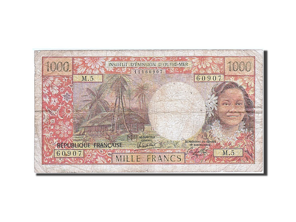 bankovka, 
  
  Tahiti, 
  
  1000 frankov