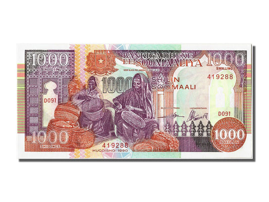 bankovka, 
  
  Somálsko, 
  
  1000 šilinov = 1000 šilingov