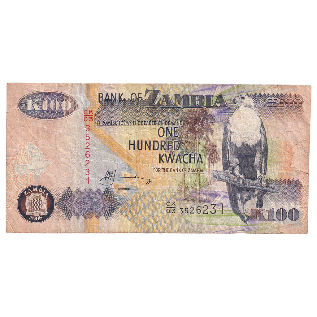 bankovka, 
  
  Zambia, 
  
  100 Kwacha