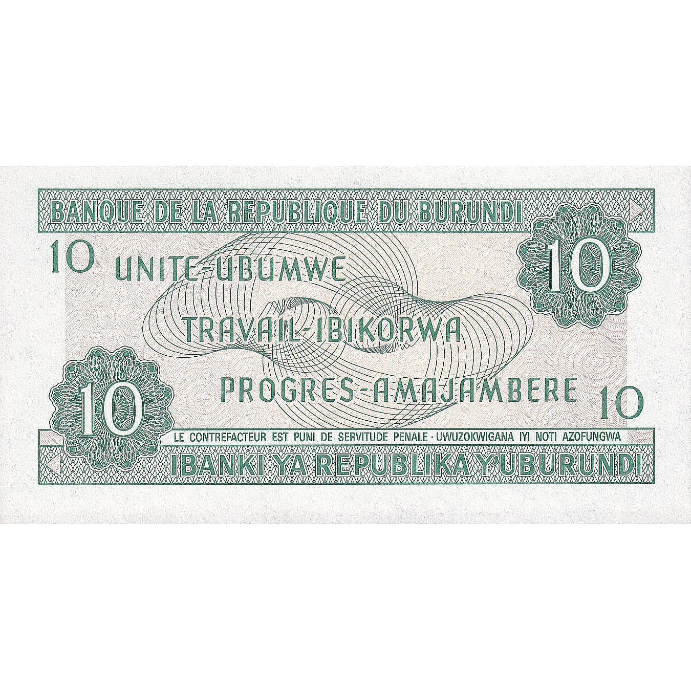 bankovka, 
  
  Burundi, 
  
  10 frankov