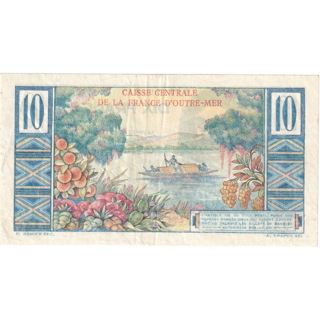 Francúzska Rovníková Afrika, 
  
  10 frankov, 
  
  Nedatované (1947)